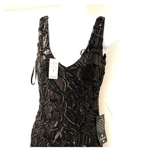 bebe Black Sequin Midi Dress